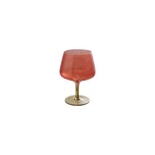 14 oz. Ribbed Stemmed Wine Glass, Red & Olive Green