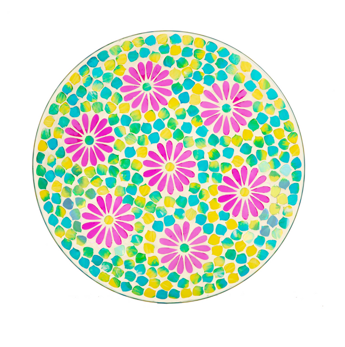 15" Mosaic Radiant Flower Bird Bath
