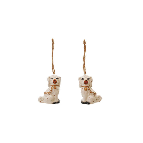 2-3/4"H Ceramic Staffordshire Dog Ornament, Gold Finish, 2 Styles