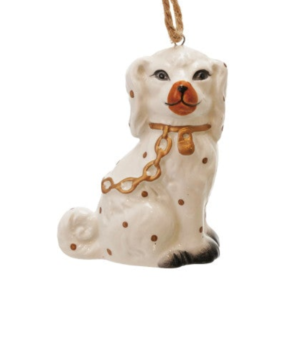2-3/4"H Ceramic Staffordshire Dog Ornament, Gold Finish, 2 Styles