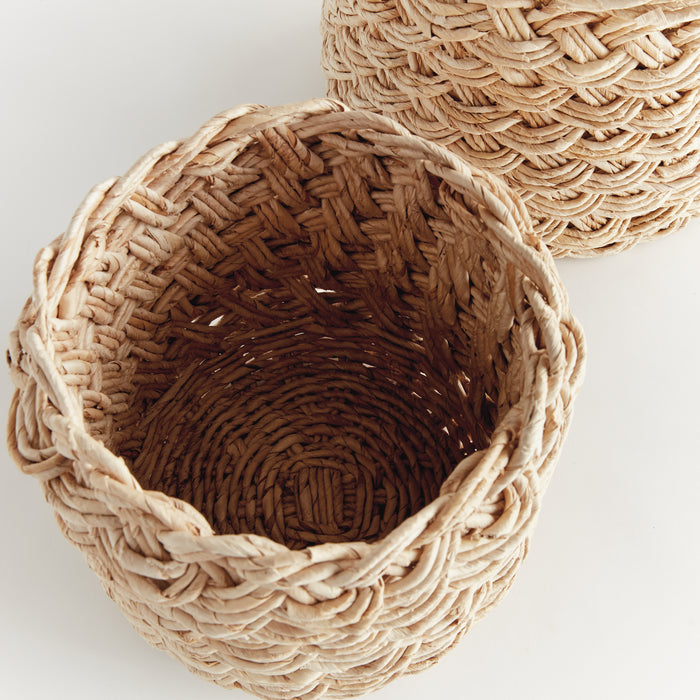 Abaca French Braid Storage Baskets Round, Set Of 2 - View 2