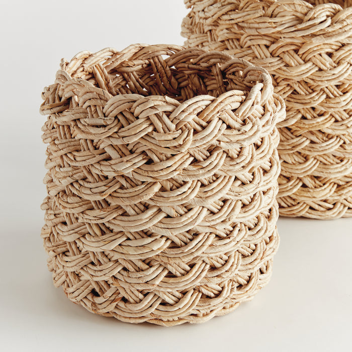Abaca French Braid Storage Baskets Round, Set Of 2 - View 3
