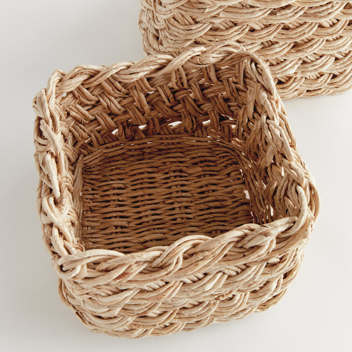 Abaca French Braid Storage Baskets Square, Set Of 2 - View 3