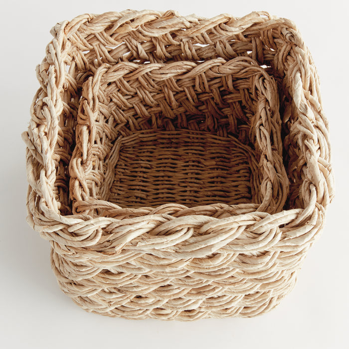Abaca French Braid Storage Baskets Square, Set Of 2 - View 4