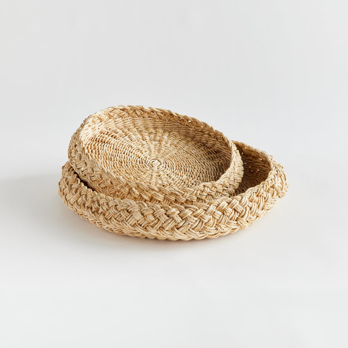 Abaca French Braided Round Trays, Set Of 2 - View 2