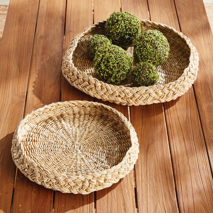 Abaca French Braided Round Trays, Set Of 2 - View 5