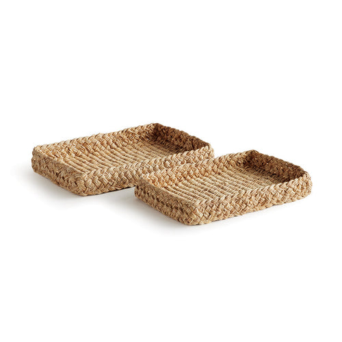 Abaca French Braided Square Trays, Set Of 2