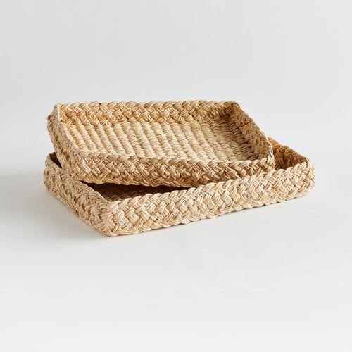 Abaca French Braided Square Trays, Set Of 2 - View 2