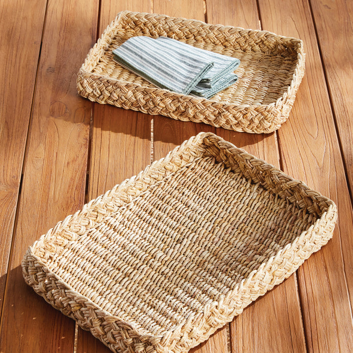 Abaca French Braided Square Trays, Set Of 2 - View 6