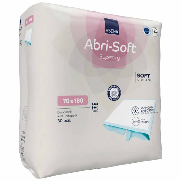 Abena Abri-Soft Superdry 70x180cm Lençol Absorvente Descartável Pct com 30 Unidades