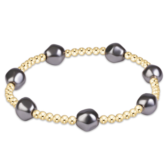 enewton Admire Pearl Dark Grey 3mm Gold Bracelet