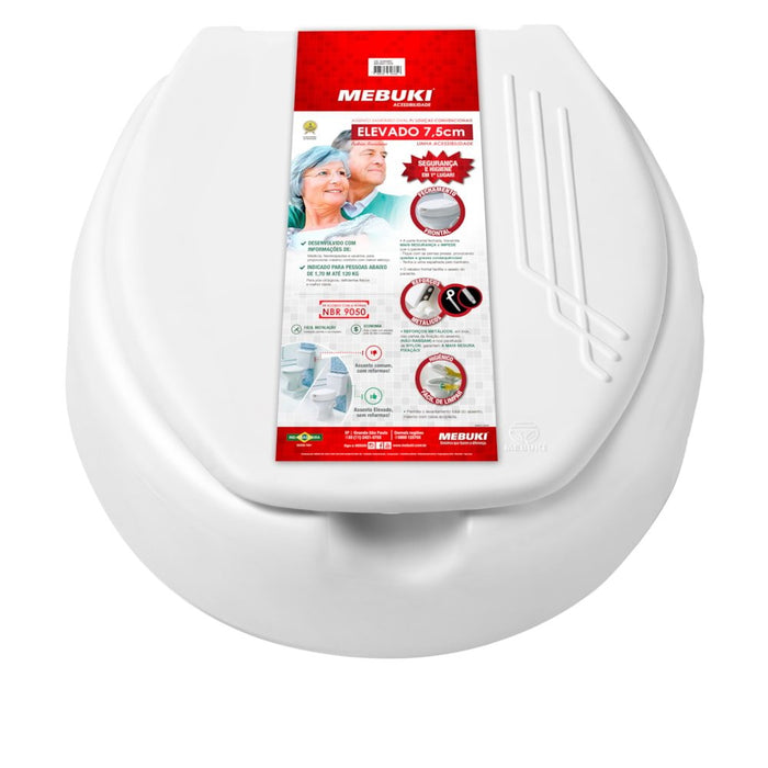 Assento Sanitário Elevado Mebuki 7,5 cm Oval com Tampa - FisioStore