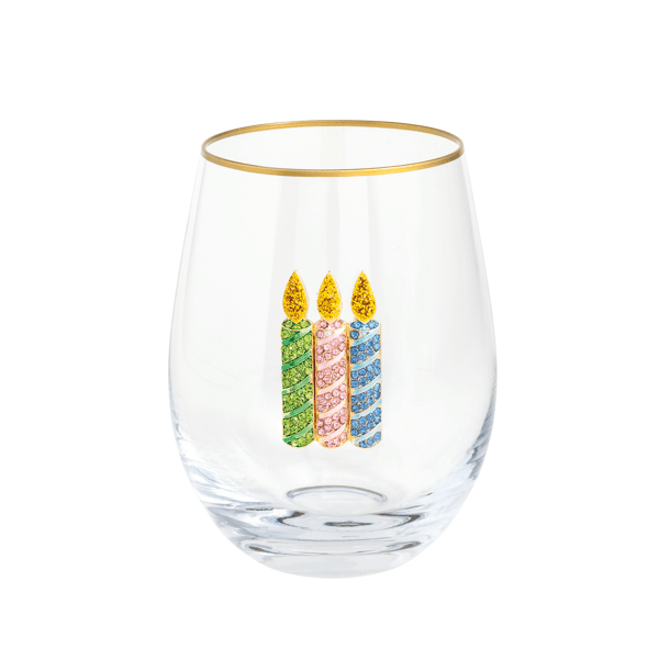 Beaded Candles Wine Glass By Mud Pie by MUD PIE