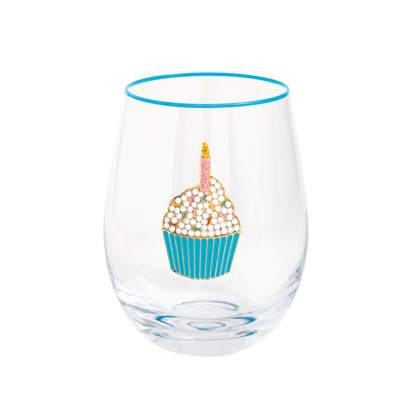 Beaded Cupcake Wine Glass By Mud Pie by MUD PIE