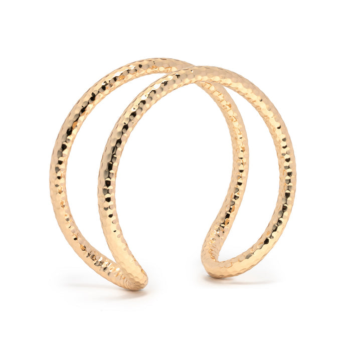 Betsy Gold Hammered Cuff Bracelet by Leslie Curtis Jewelry