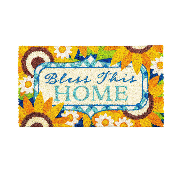 Bless this Home Sunflowers Coir Mat