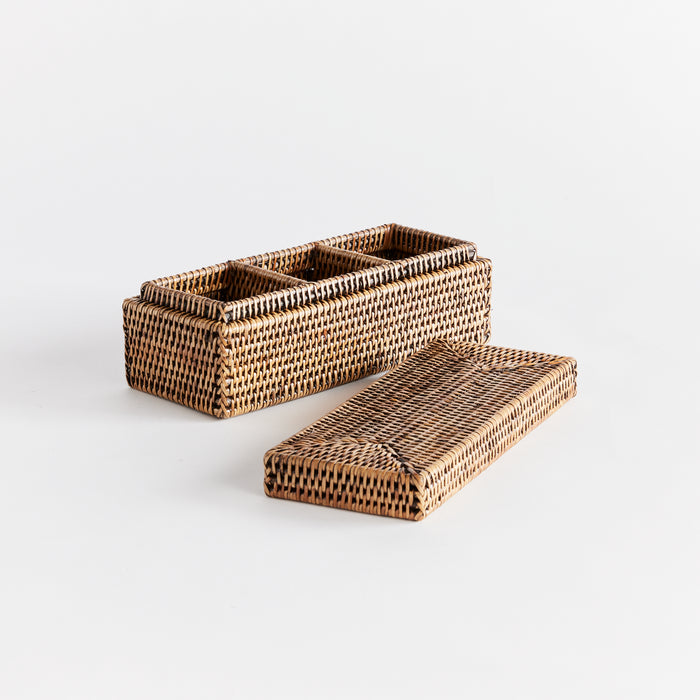 Burma Rattan 3-Compartment Lidded Box - View 2