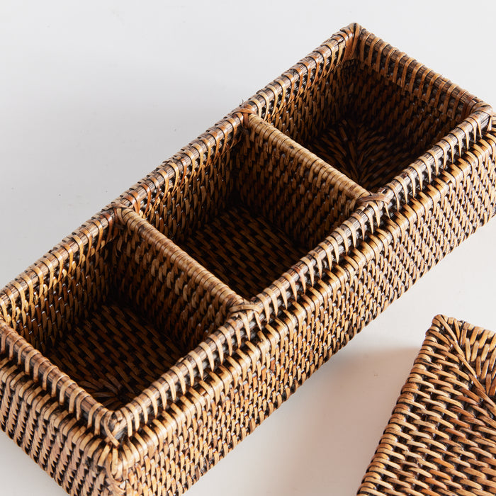 Burma Rattan 3-Compartment Lidded Box - View 3