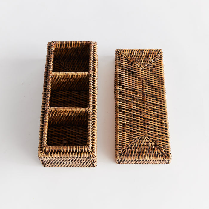 Burma Rattan 3-Compartment Lidded Box - View 4