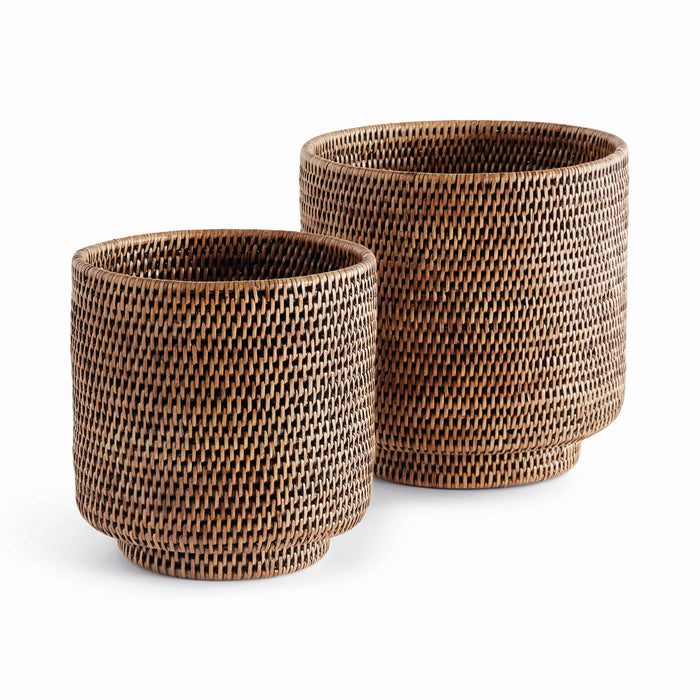 Burma Rattan Cachepots Large, Set Of 2