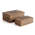 Burma Rattan Rectangular Lidded Boxes, Set Of 2