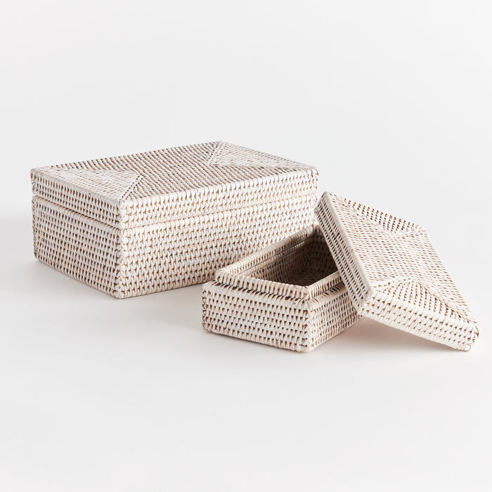 Burma Rattan Rectangular Lidded Boxes, Set Of 2 - View 2