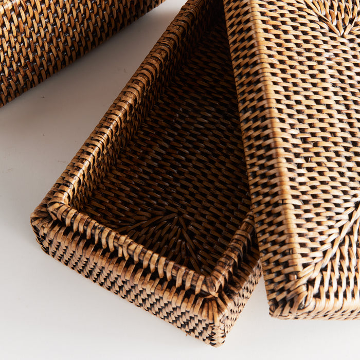 Burma Rattan Rectangular Lidded Boxes, Set Of 2 - View 3