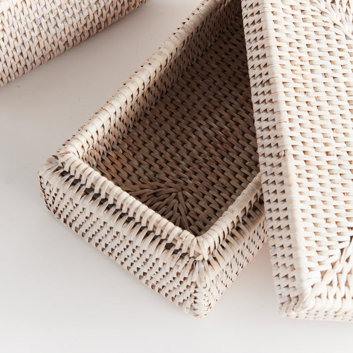Burma Rattan Rectangular Lidded Boxes, Set Of 2 - View 3