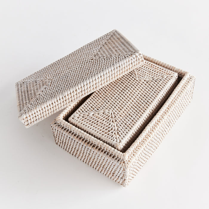 Burma Rattan Rectangular Lidded Boxes, Set Of 2 - View 4