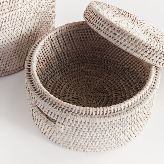 Burma Rattan Round Lidded Boxes, Set Of 2 - View 3