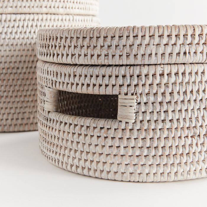 Burma Rattan Round Lidded Boxes, Set Of 2 - View 4