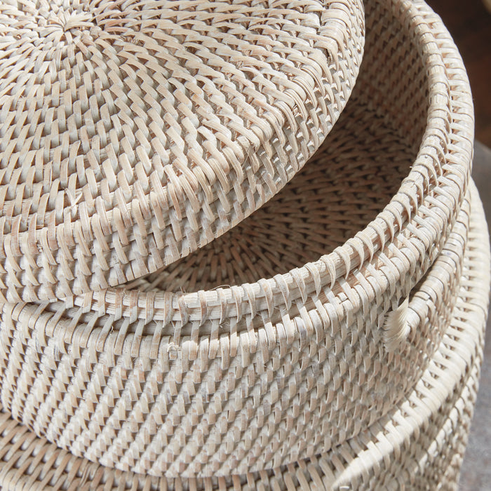 Burma Rattan Round Lidded Boxes, Set Of 2 - View 6