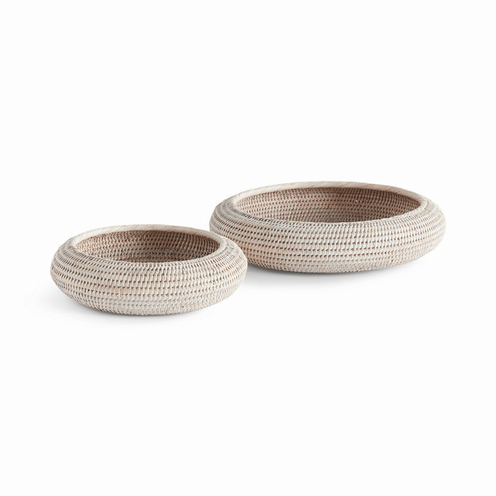 Burma Rattan Shallow Display Bowls, Set Of 2
