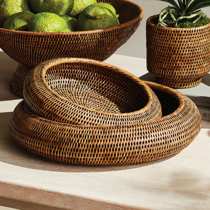Burma Rattan Shallow Display Bowls, Set Of 2 - View 4