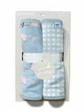 Burp Cloth Set - Stork Blue Gingham by Goosies - A. Dodson's