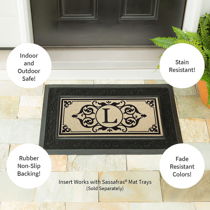 Cambridge Monogram Burlap Sassafras Switch Mat, Letter L