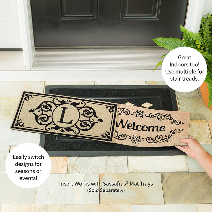 Cambridge Monogram Burlap Sassafras Switch Mat, Letter L