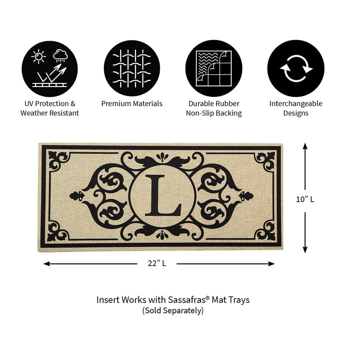 Cambridge Monogram Burlap Sassafras Switch Mat, Letter L