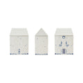 Ceramic House Shaped Cookie Jar with Stars, Wreath & Design, White & Blue