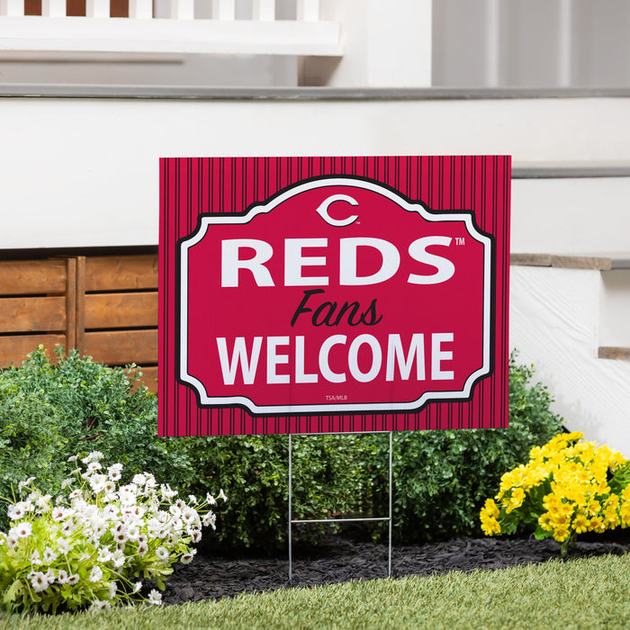 Cincinnati Reds Coroplast Yard Sign, "Fans Welcome"