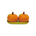Clementine Shaped Salt and Pepper Shakers with Tray, Set of 3