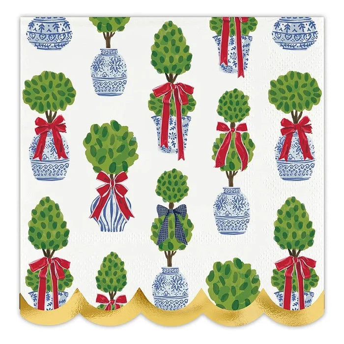 Cocktail Napkins - Christmas Topiaries