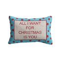 Cotton Embroidered Lumbar Pillow with Polka Dot Pattern "All I Want For Christmas..."