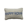 Cotton Tufted Lumbar Pillow Happy Hour, Natural and Blue
