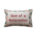 Cotton & Velvet Embroidered Lumbar Pillow with Star Pattern "Son Of A Nutcracker"