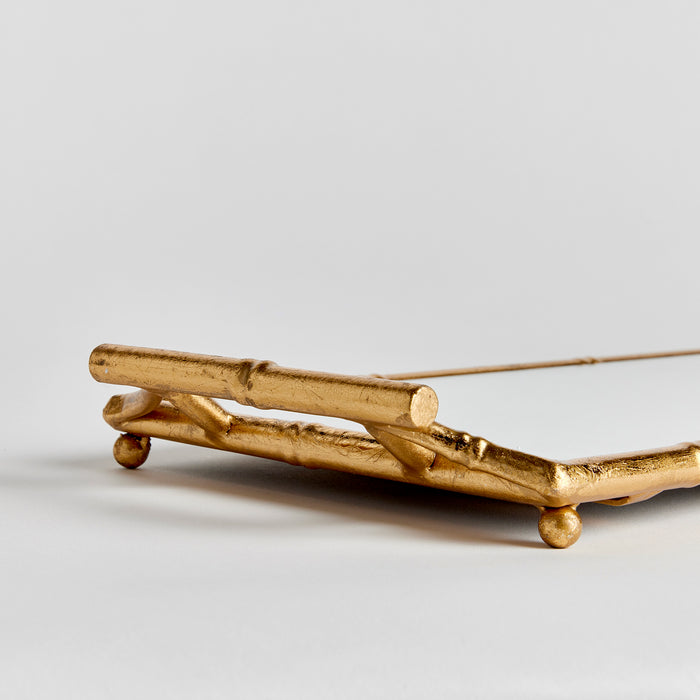 Daphne Narrow Mirrored Tray With Handles - View 2