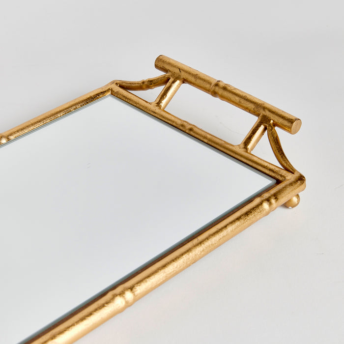 Daphne Narrow Mirrored Tray With Handles - View 3