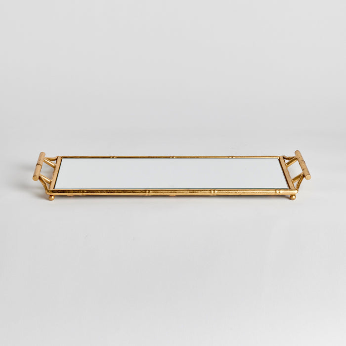Daphne Narrow Mirrored Tray With Handles - View 5