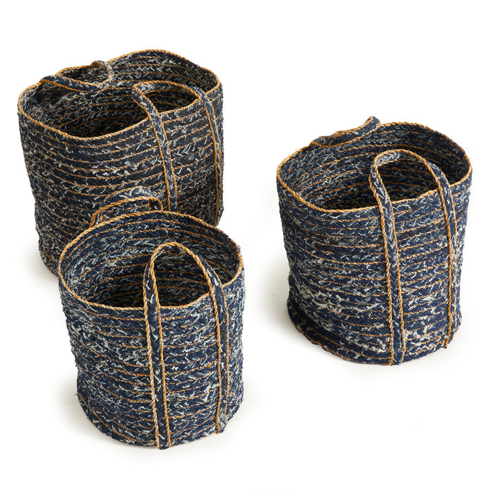 Denim Round Baskets, Set Of 3 - View 2