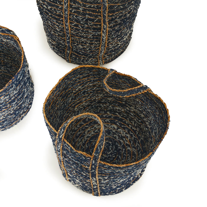Denim Round Baskets, Set Of 3 - View 4